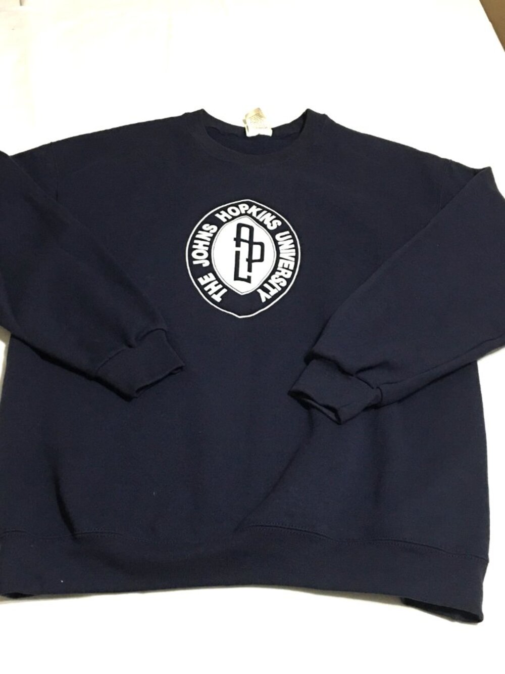 Vintage Johns Hopkins University Mens Large Sweatshirt Crewneck Navy Blue Lee